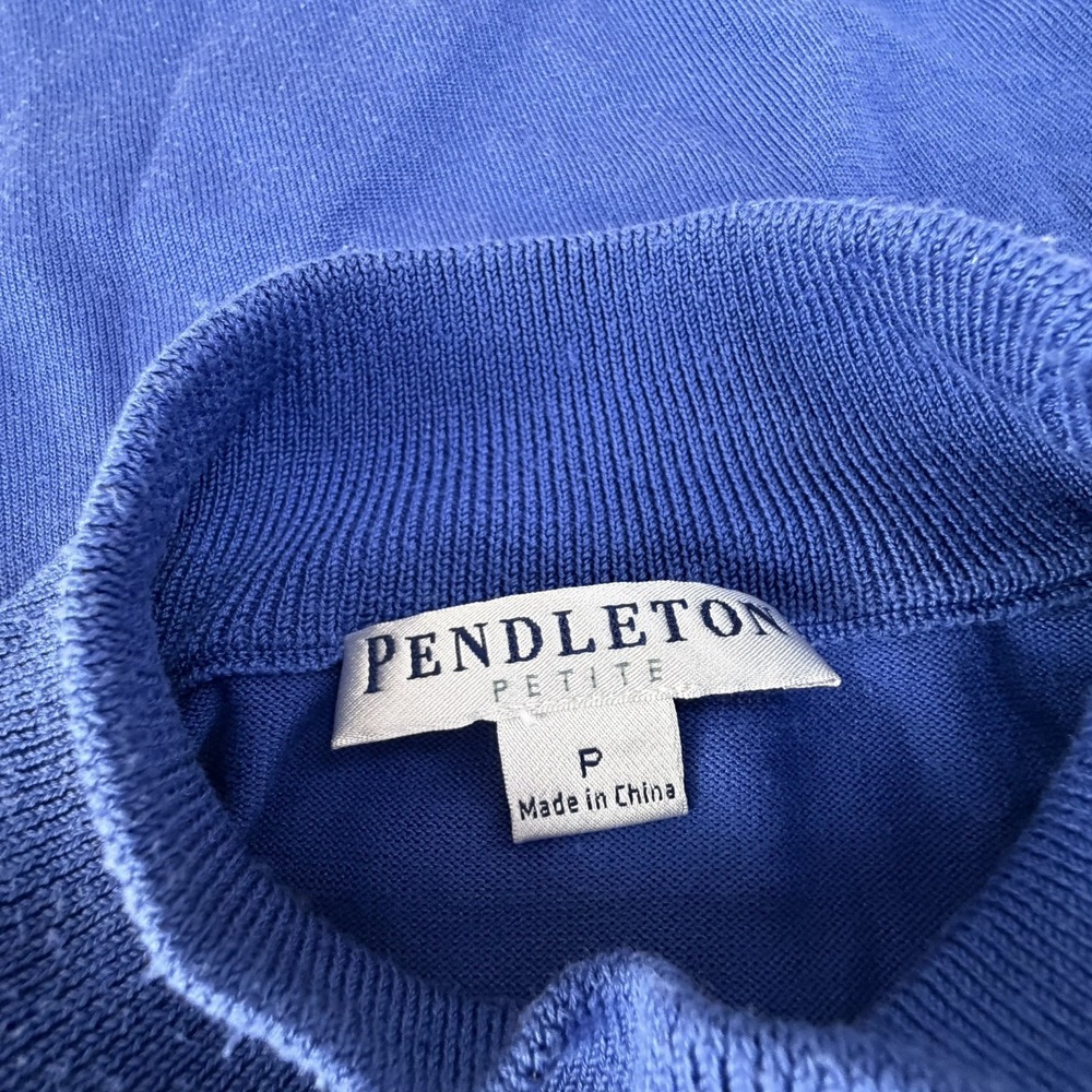 Pendleton Women Petite P Blue Silk Sweater Crew Neck Long Sleeve Pullover - Picture 5 of 8